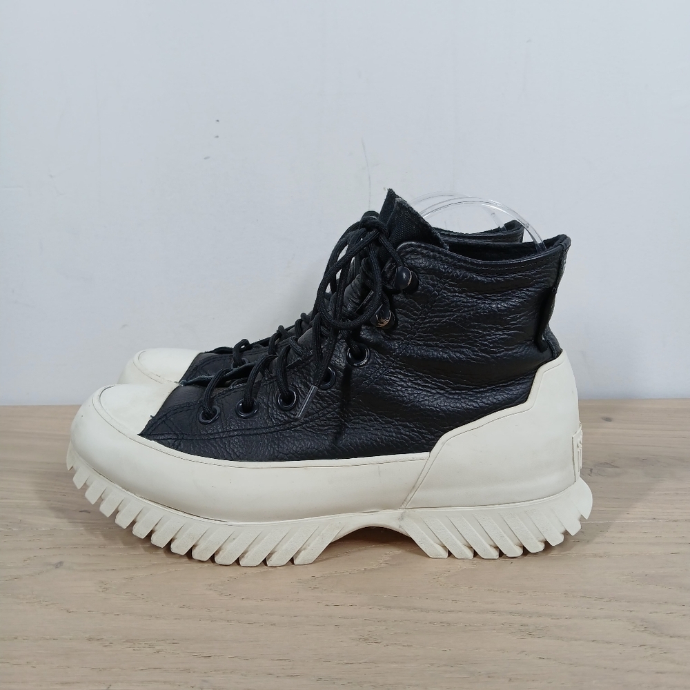 Converse Run Star Hike Black Leather Platform High Top Sneakers 767